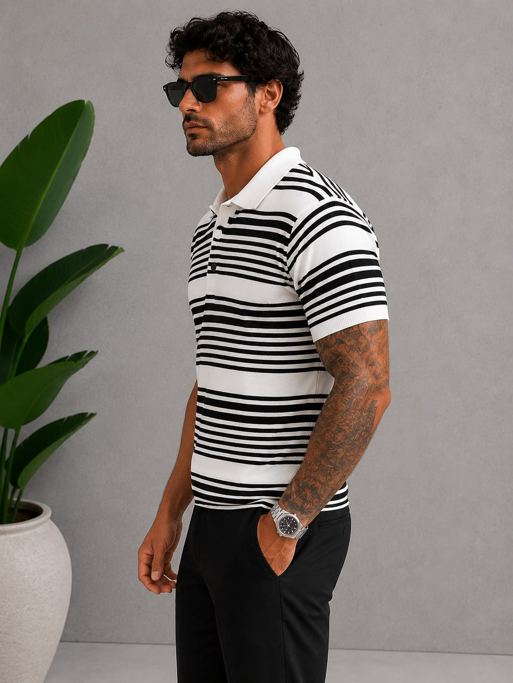 Çizgili Polo Yaka T-Shirt – T001