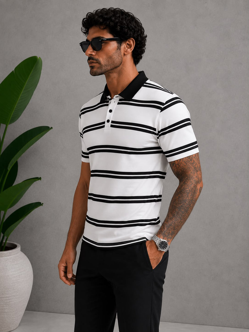 Polo Yaka Çizgili T-Shirt – T004