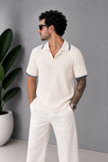Polo Yaka Fitilli Beyaz Yaka Detay T-Shirt – T008