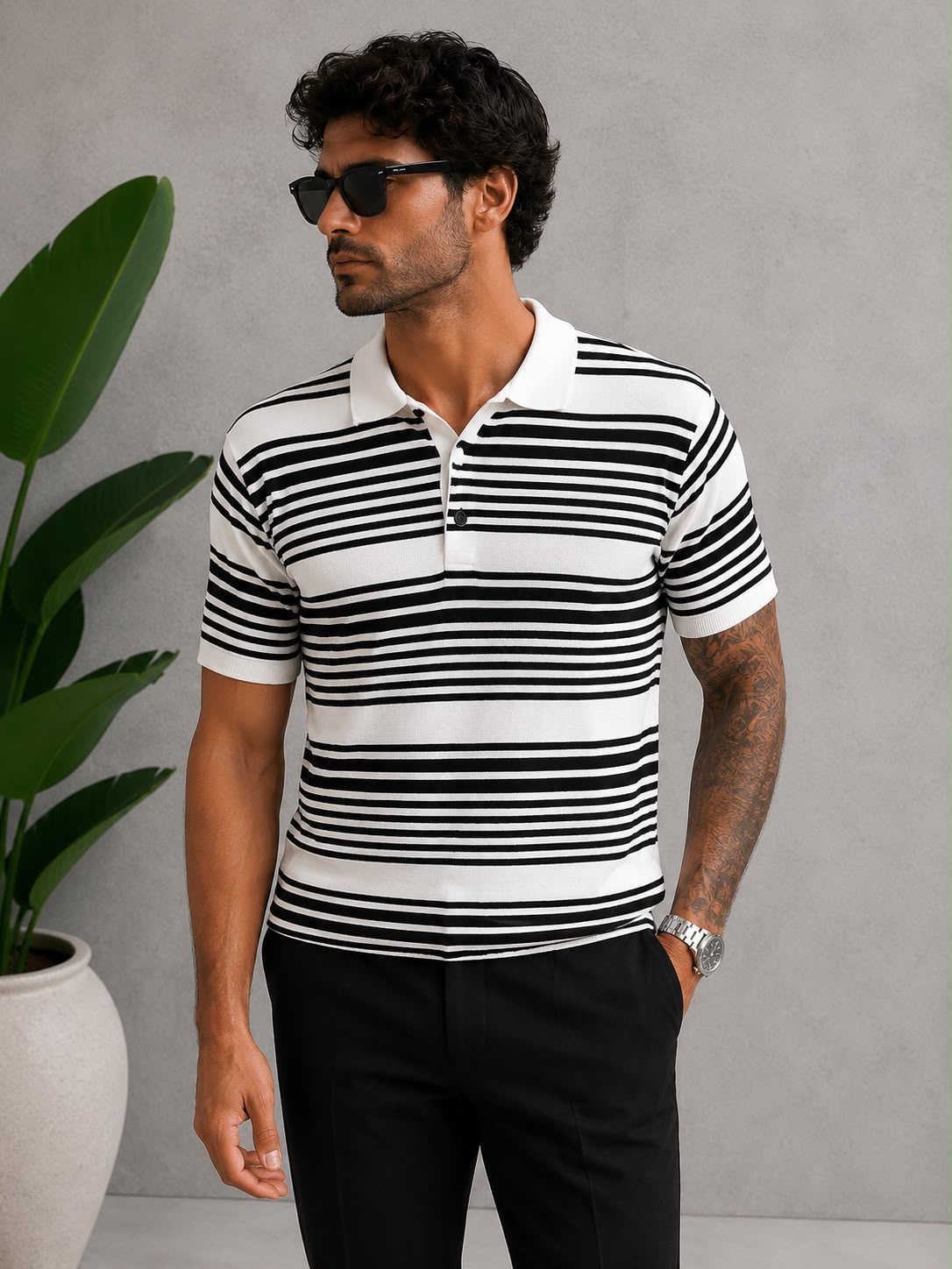 Çizgili Polo Yaka T-Shirt – T001