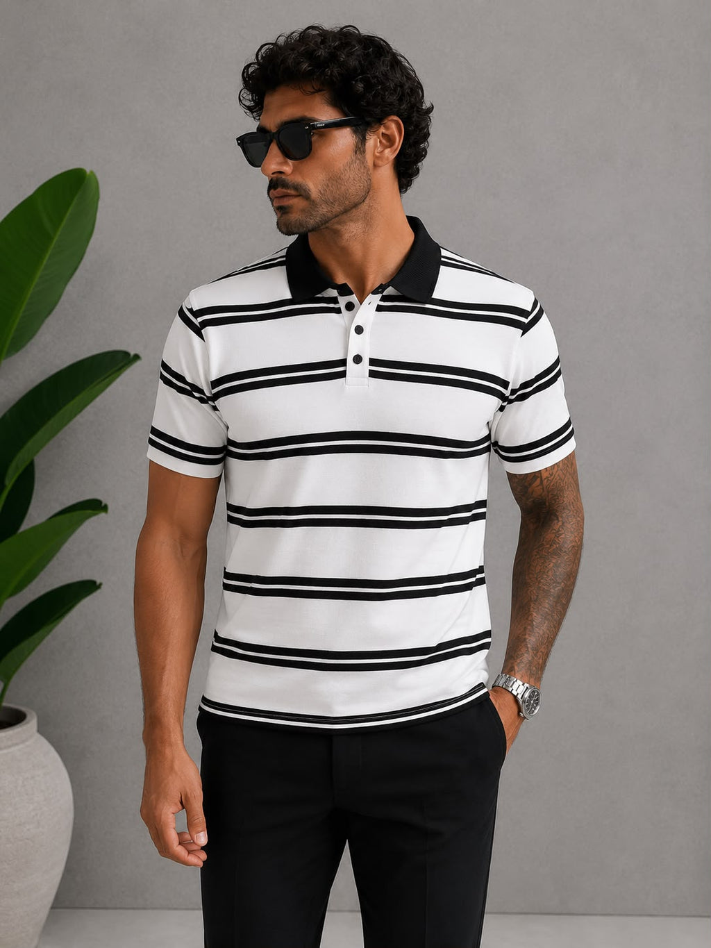 Polo Yaka Çizgili T-Shirt – T004